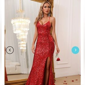 Elegant Red Sequin Prom Dress